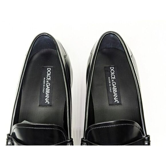 Dolce & Gabbana Men\'s DG-Plaque Polished Calfskin Leather Loafers Size 8.5 main image 6